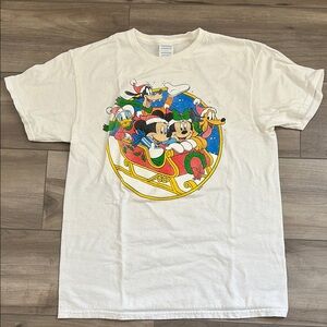 Disney Cream Short Sleeve Tee with Colorful Characters